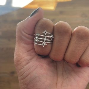 10k white gold “stacked” diamond ring